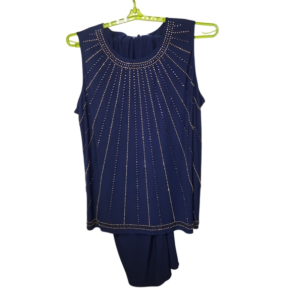 Catherines 3 Pc. Elegant Navy Blue Pant Set with Studded Details 4X - Picture 6 of 6